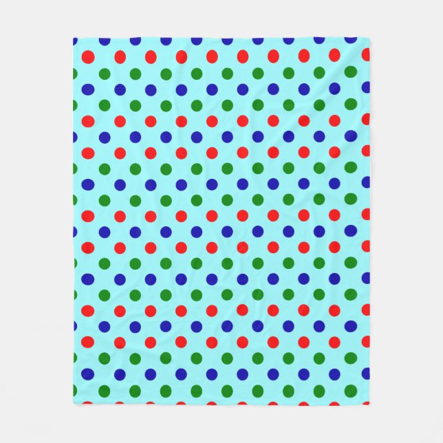 Manta Polar Christmas - Red, Green & Blue Polka Dots Pattern   (Anverso)