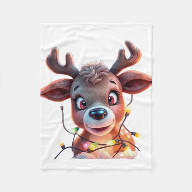 Manta Polar Christmas reindeer - baby blanket (Anverso)