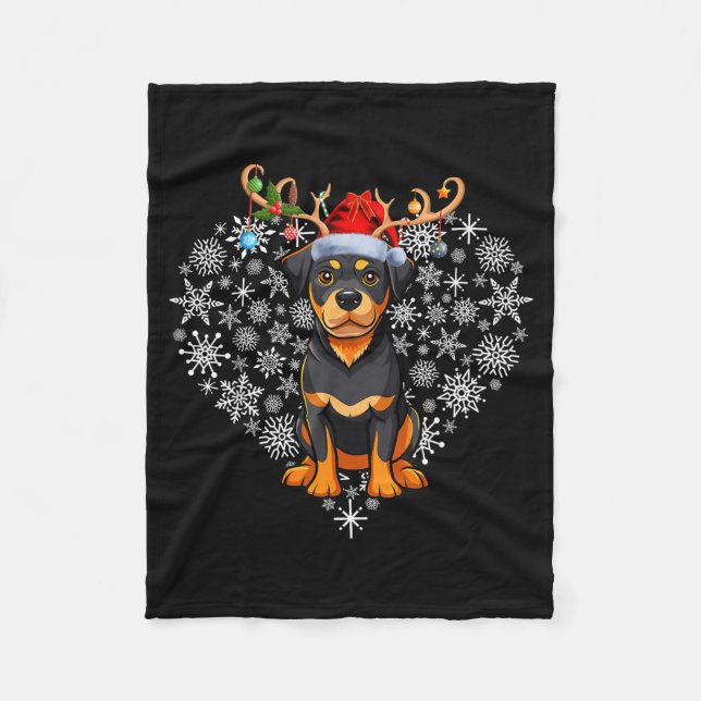 Manta Polar Christmas Reindeer Santa Hat Rottweiler Lovers Xma (Anverso)