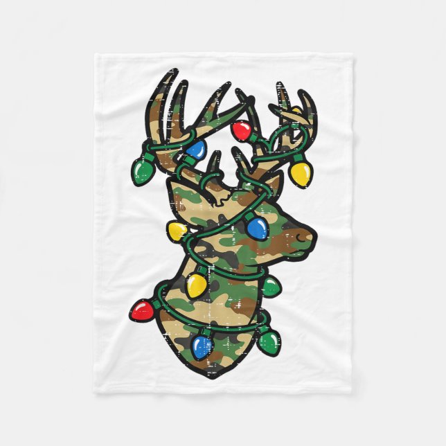 Manta Polar Christmas Reindeer Silhouette Camo Xmas Lights Men (Anverso)