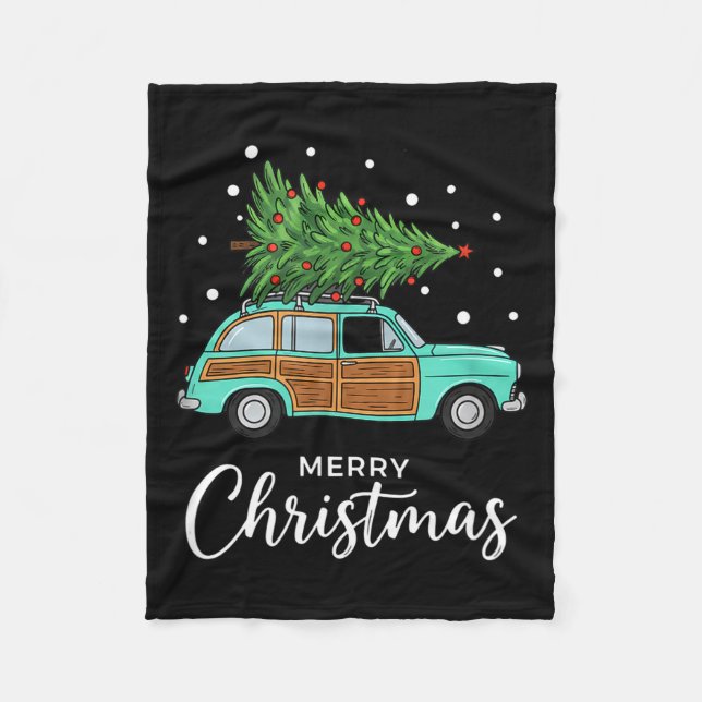 Manta Polar Christmas Retro Car With Christmas Tree - Merry Me (Anverso)