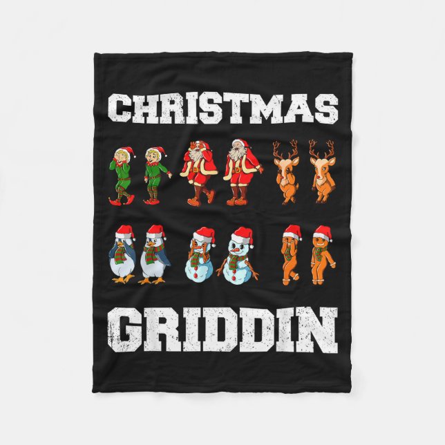 Manta Polar Christmas Santa Claus Snowman Reindeer Griddy Grid (Anverso)