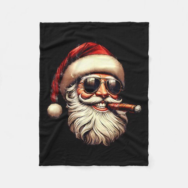 Manta Polar Christmas Santa Smoking Cigar With Sungl Cigar Smo (Anverso)