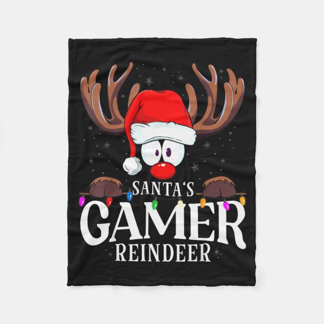 Manta Polar Christmas Santa's Gamer Reindeer Matching X-mas  (Anverso)