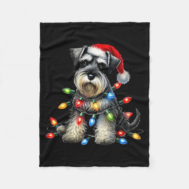 Manta Polar Christmas Schnauzer Dog Santa Hat Xmas Light Holid (Anverso)