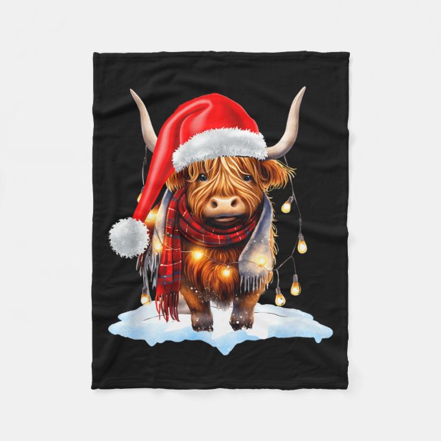 Manta Polar Christmas Scottish Highland Cow Wrapped In Christm (Anverso)