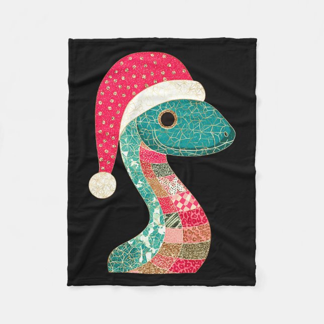 Manta Polar Christmas Snake Santa Hat Holiday Fun Premium Tri- (Anverso)
