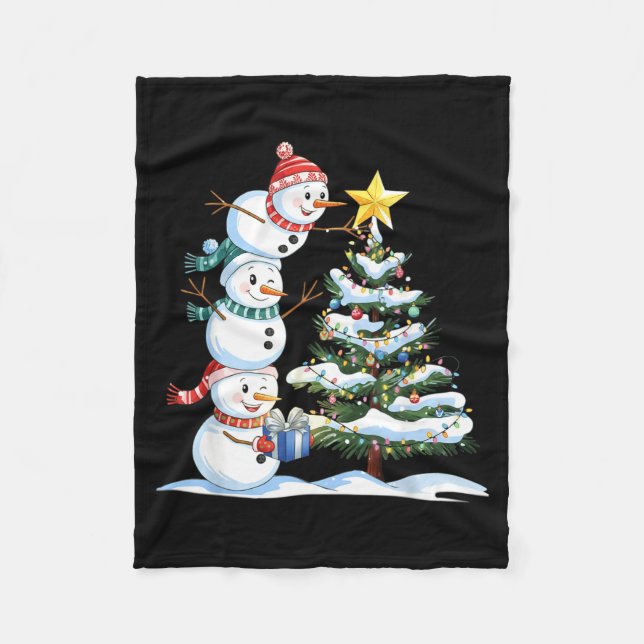 Manta Polar Christmas Snowman Christmas Tree Funny Snowman Lov (Anverso)