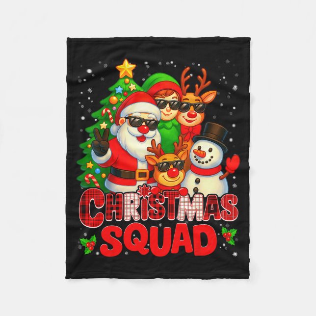 Manta Polar Christmas Squad Plaid Santa Snowman Elf Rudolph Xm (Anverso)