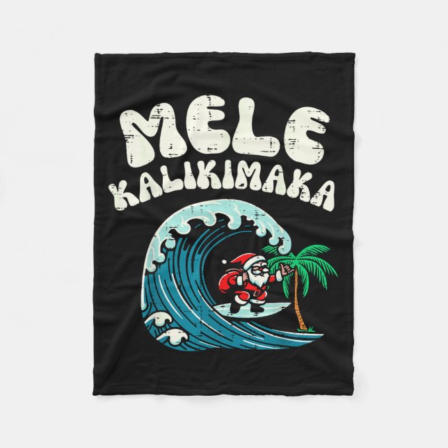Manta Polar Christmas Surfing Santa Mele Kalikimaka Xmas Men B (Anverso)