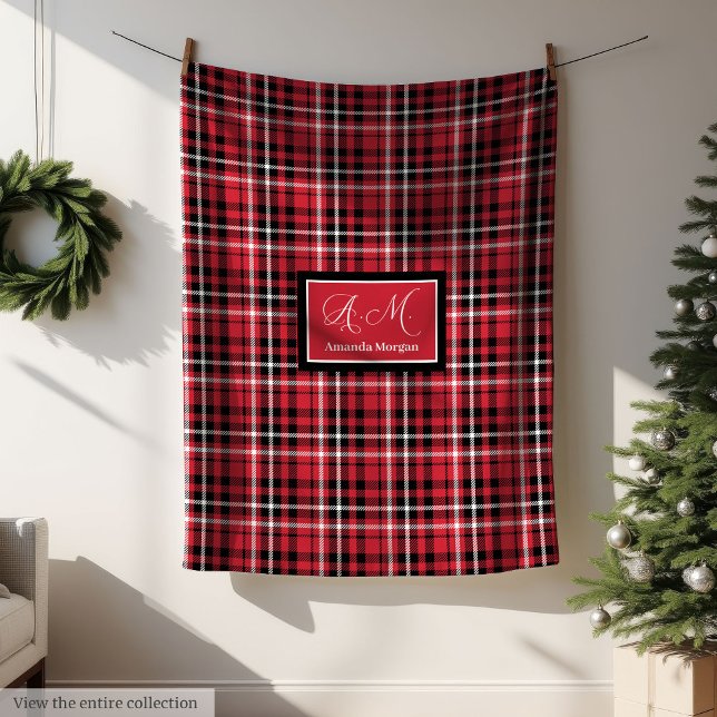 Manta Polar Christmas Throw Blanket Red Black Tartan Style (Christmas Throw Blanket Red Black Tartan Style)