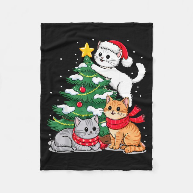 Manta Polar Christmas Tree Cats Xmas  (Anverso)