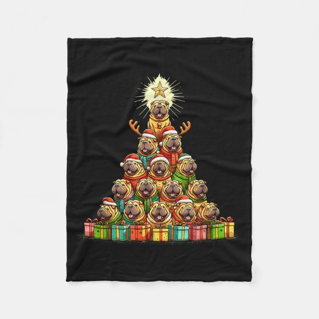 Manta Polar Christmas Tree Chinese Shar-pei Shar Pei  (Anverso)