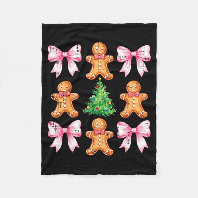Manta Polar Christmas Tree Gingerbread Man Bow Pattern Xmas Gi (Anverso)
