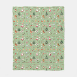 Manta Polar Christmas Tree Santa cute character holiday design