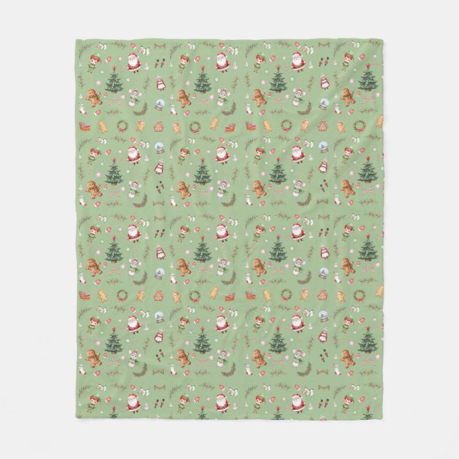 Manta Polar Christmas Tree Santa cute character holiday design (Anverso)