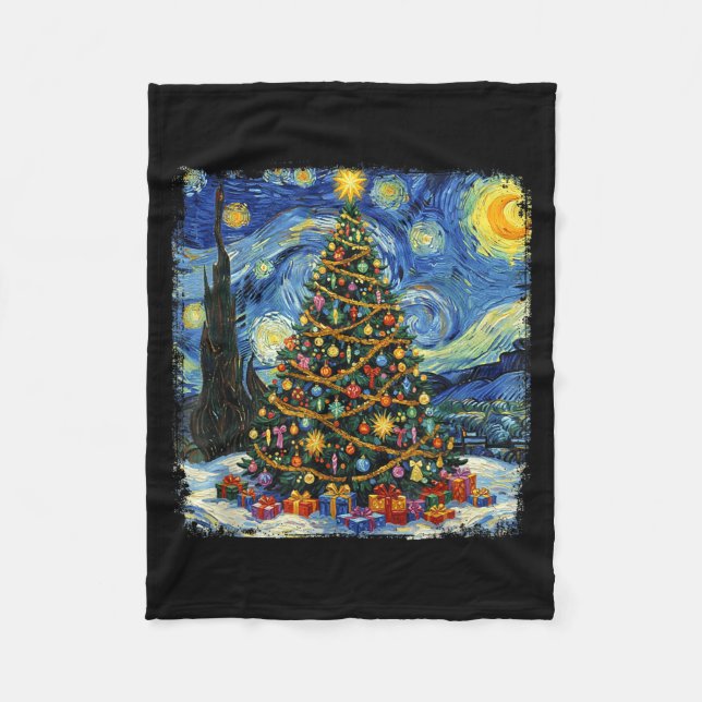 Manta Polar Christmas Tree Van Gogh Starry Night Christmas 202 (Anverso)