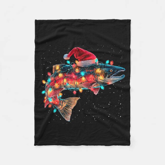 Manta Polar Christmas Trout Fish Funny Fishing Santa Hat Light (Anverso)