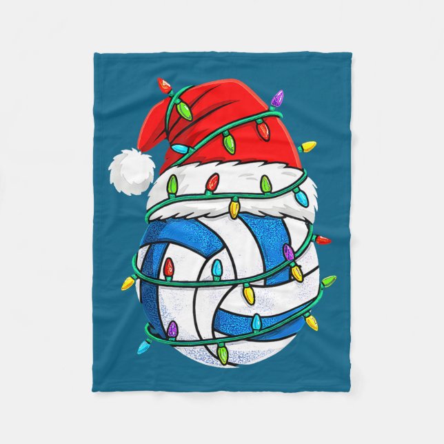 Manta Polar Christmas Volleyball Santa Hat Lights Srts Xmas Pa (Anverso)