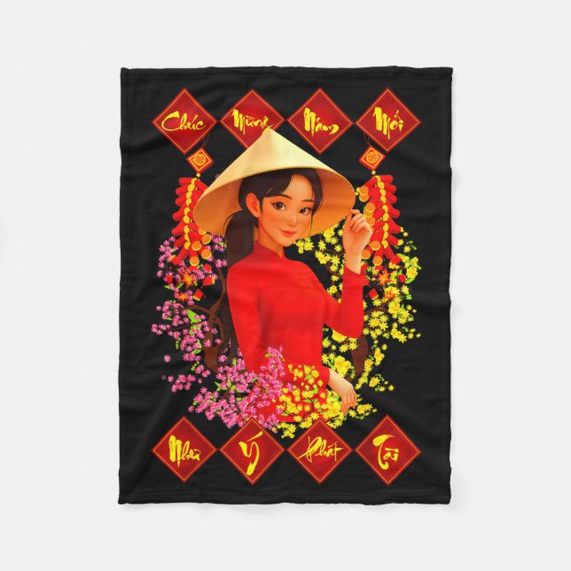 Manta Polar Chuc Mung Nam Moi Tet Binh Ngo 2026 Vietnamese Gir (Anverso)