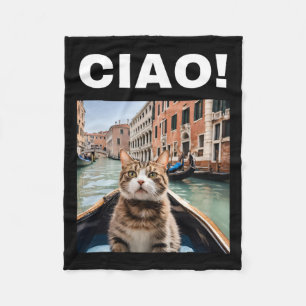 Manta Polar Ciao Funny Gondolier Cat En Un Gondola Veneciano