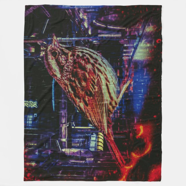 Manta Polar Ciberpunk Sparrow en Neon Cityscape (Anverso)