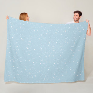 Manta Polar Cielo Blanco Azul de Estrellas