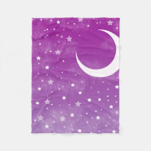 Manta Polar Cielo Nocturno Estrellado Luna Morada y Estrellas