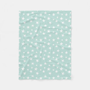 Manta Polar Cielo Verde Menta Estrellas Blancas Pastel Delicad