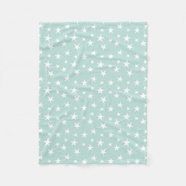Manta Polar Cielo Verde Menta Estrellas Blancas Pastel Delicad (Anverso)