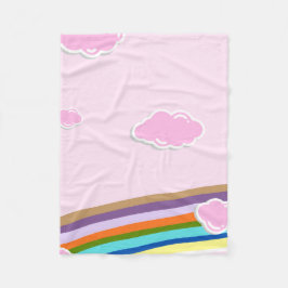 Manta Polar cielos de algodón de azúcar rosa con arcoíris