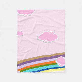 Manta Polar cielos de algodón de azúcar rosa con arcoíris