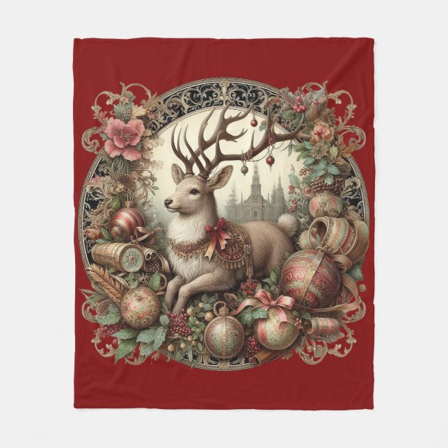Manta Polar Ciervo con decoración (Anverso)