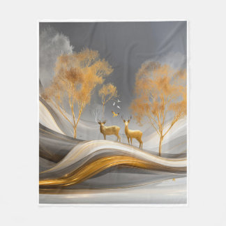 Manta Polar ✨Ciervo dorado elegante Arte de lujo de la natural