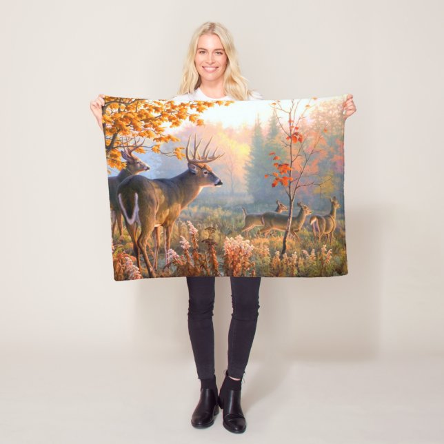 Manta Polar Ciervos de Otoño Machos y Hembras en Pradera del B (In situ)