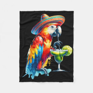 Manta Polar Cinco De Mayo Sombrero Mexicano Loro Bebiendo Un M
