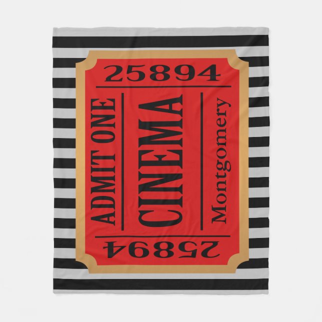 Manta Polar Cine en el hogar - Ticket Stub & Stripes (Anverso)