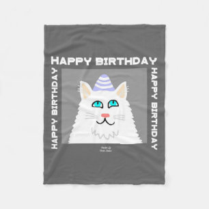 Manta Polar Cinta blanca flotante de gatos de cumpleaños