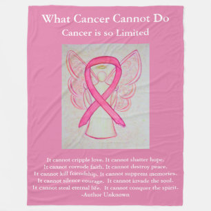 Manta Polar Cinta de Concienciación Rosa Angel Cancer Chemo Bl