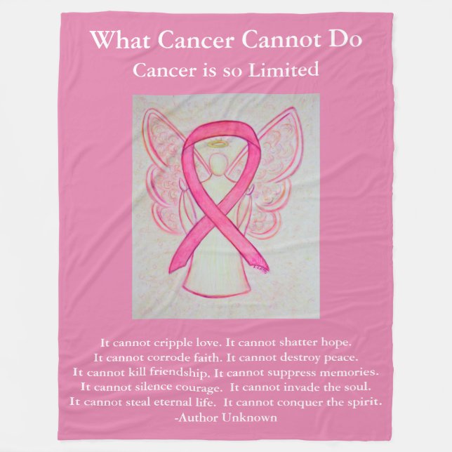 Manta Polar Cinta de Concienciación Rosa Angel Cancer Chemo Bl (Anverso)