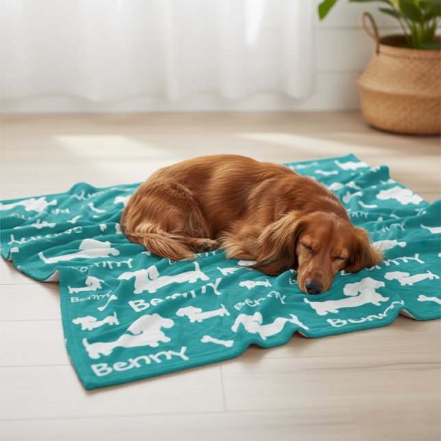 Manta Polar Cinta de la flota de Dachshund personalizada para  (Personalized dachsund blanket)