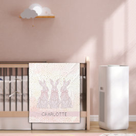 Manta Polar Cinta de Pascua para conejitos de encaje personali