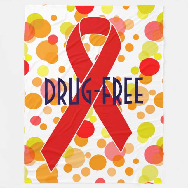 Manta Polar Cinta de sensibilización roja + tu mensaje (Anverso)