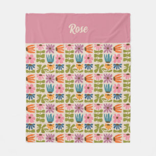 Manta Polar Cinta floral personalizada Retro Groovy