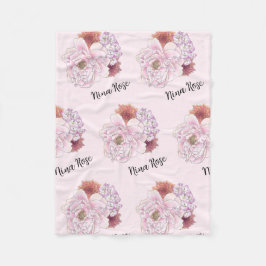 Manta Polar Cinta floral rosa personalizada con nombre
