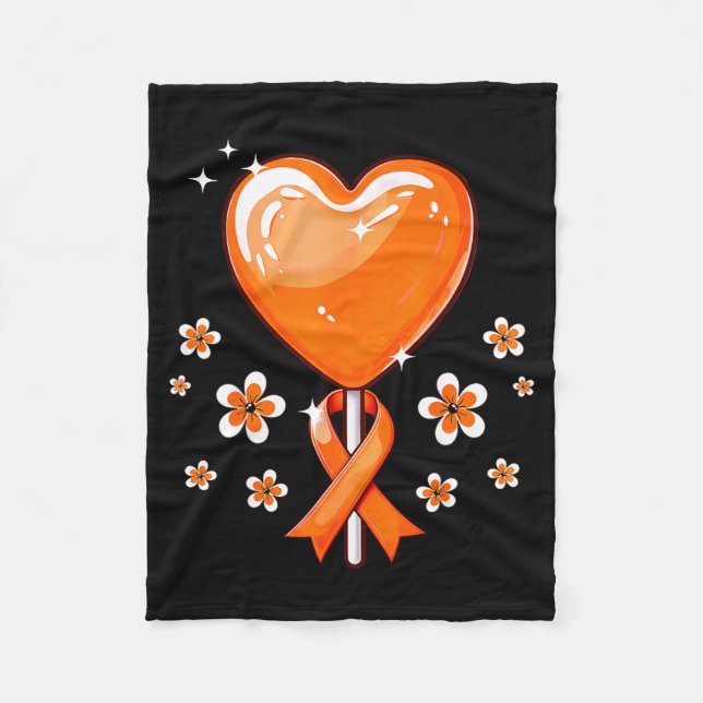 Manta Polar Cinta Naranja Corazón Caramelo Esclerosis Múltiple (Anverso)