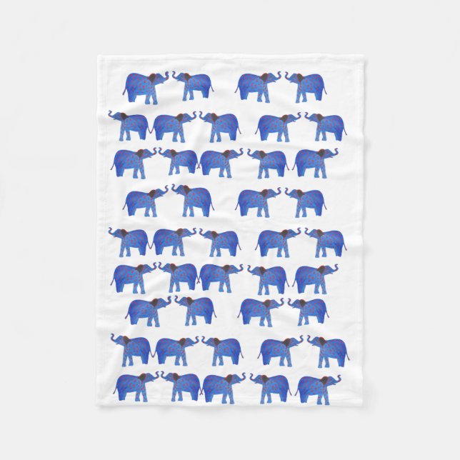 Manta Polar Cinta para la luna de elefante, elefante azul (Anverso)