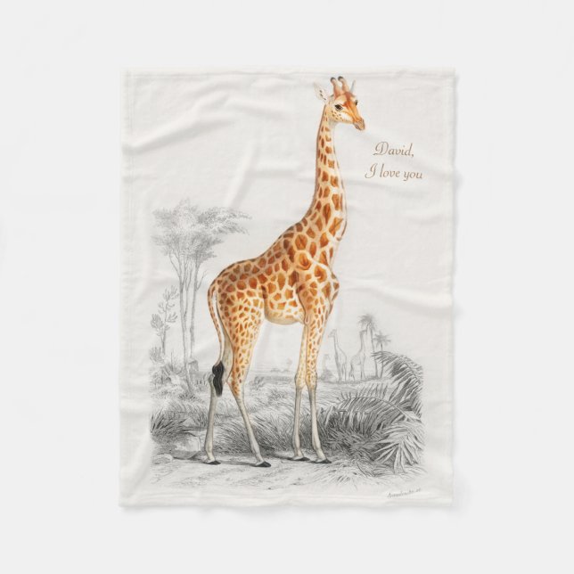 Manta Polar Cinta personalizada Giraffe Fleece Blanket (Anverso)