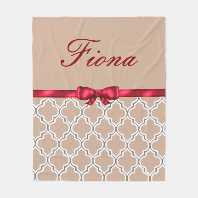 Manta Polar Cinta roja del arco y monograma blanco de (Anverso)