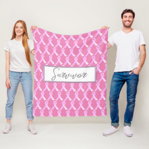Manta Polar Cinta rosa Cinta de pecho Sobreviviente de Cáncer